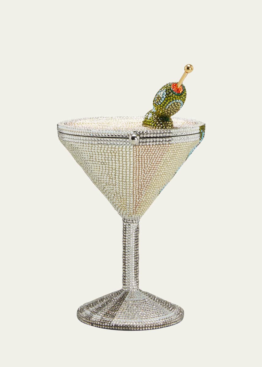 Judith Leiber Couture Beaded Martini Glass Cocktail Clutch