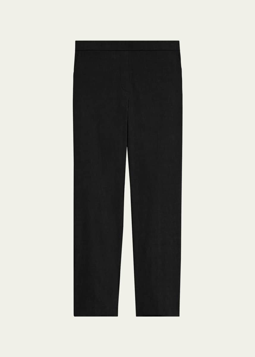 Theory Treeca Good Linen Cropped Pull-On Ankle Pants