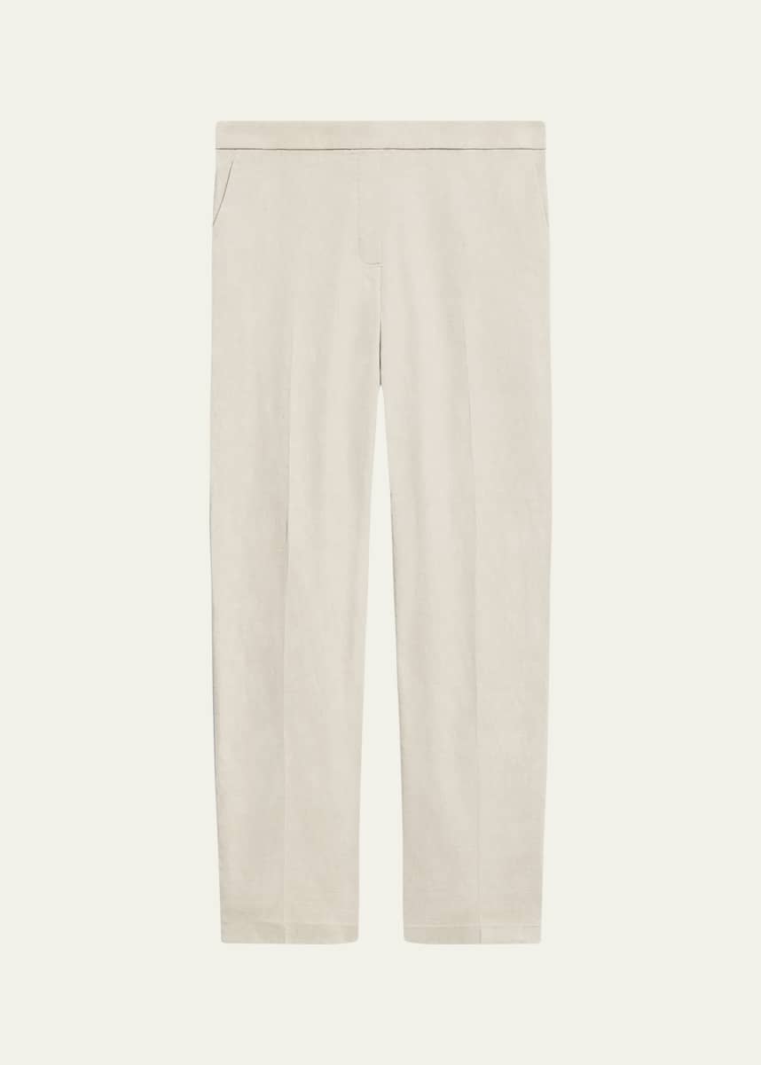 Theory Treeca Good Linen Cropped Pull-On Ankle Pants