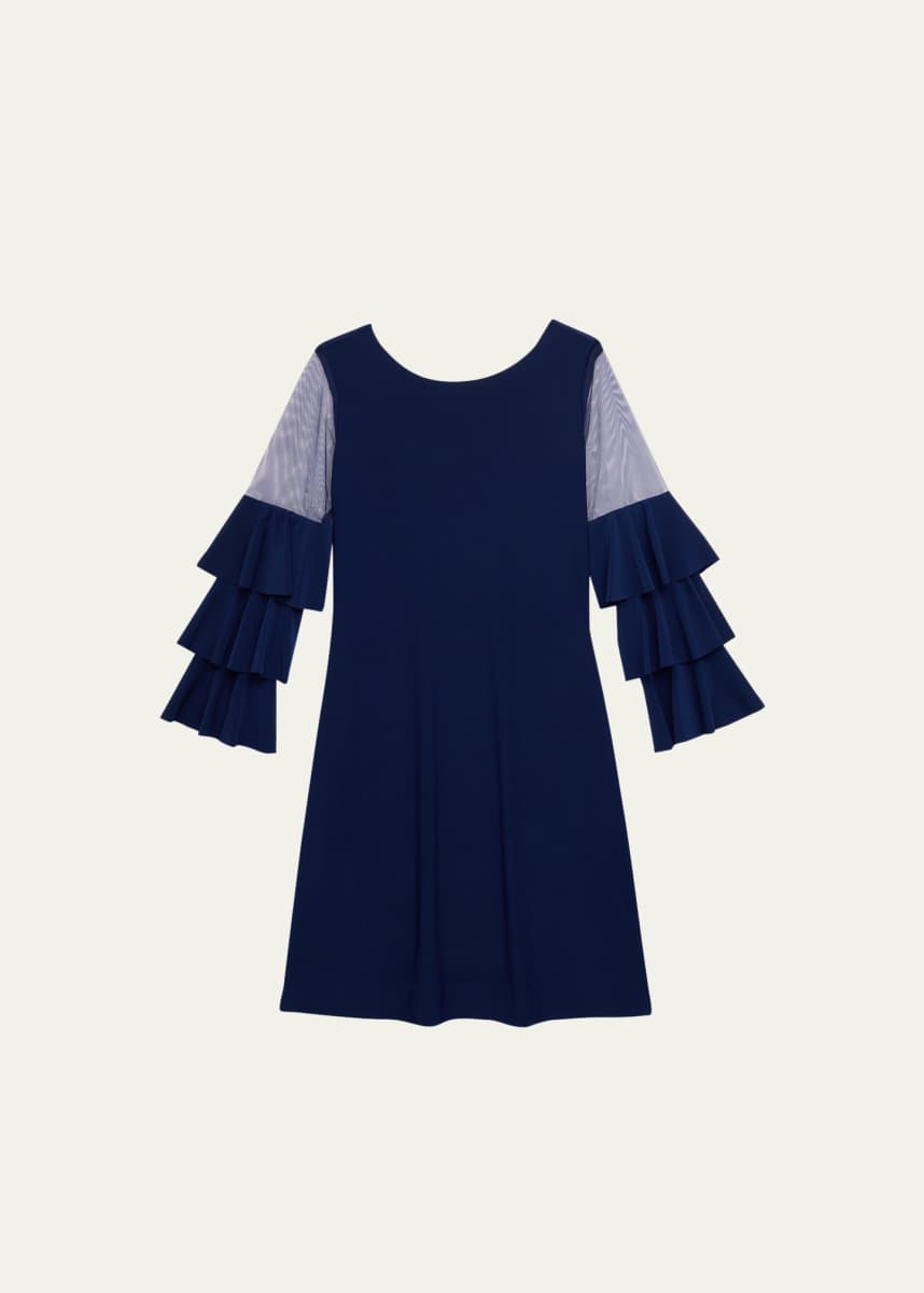 Un Deux Trois Girl's Tiered Sleeve Sheath Dress, Size 7-16