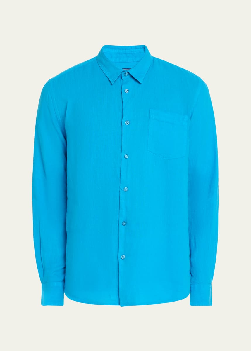 Vilebrequin Men's Caroubis Solid Linen Sport Shirt