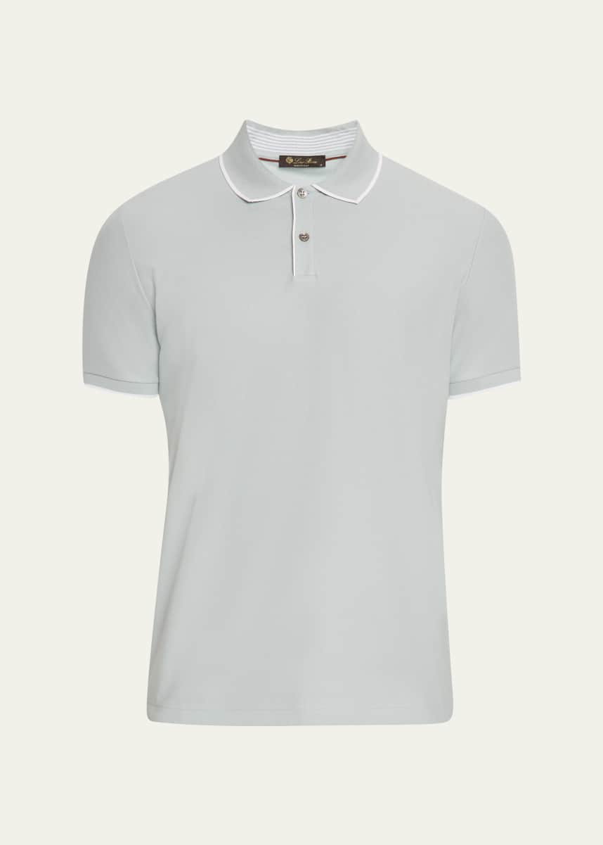 Loro Piana Men's Brentwood Tipped Jersey Pique Polo Shirt