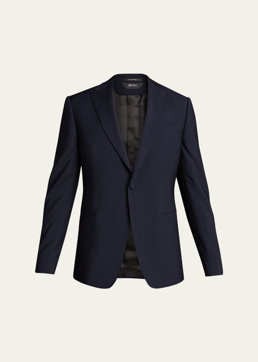 ZEGNA Men's Solid Wool Peak-Lapel Tuxedo