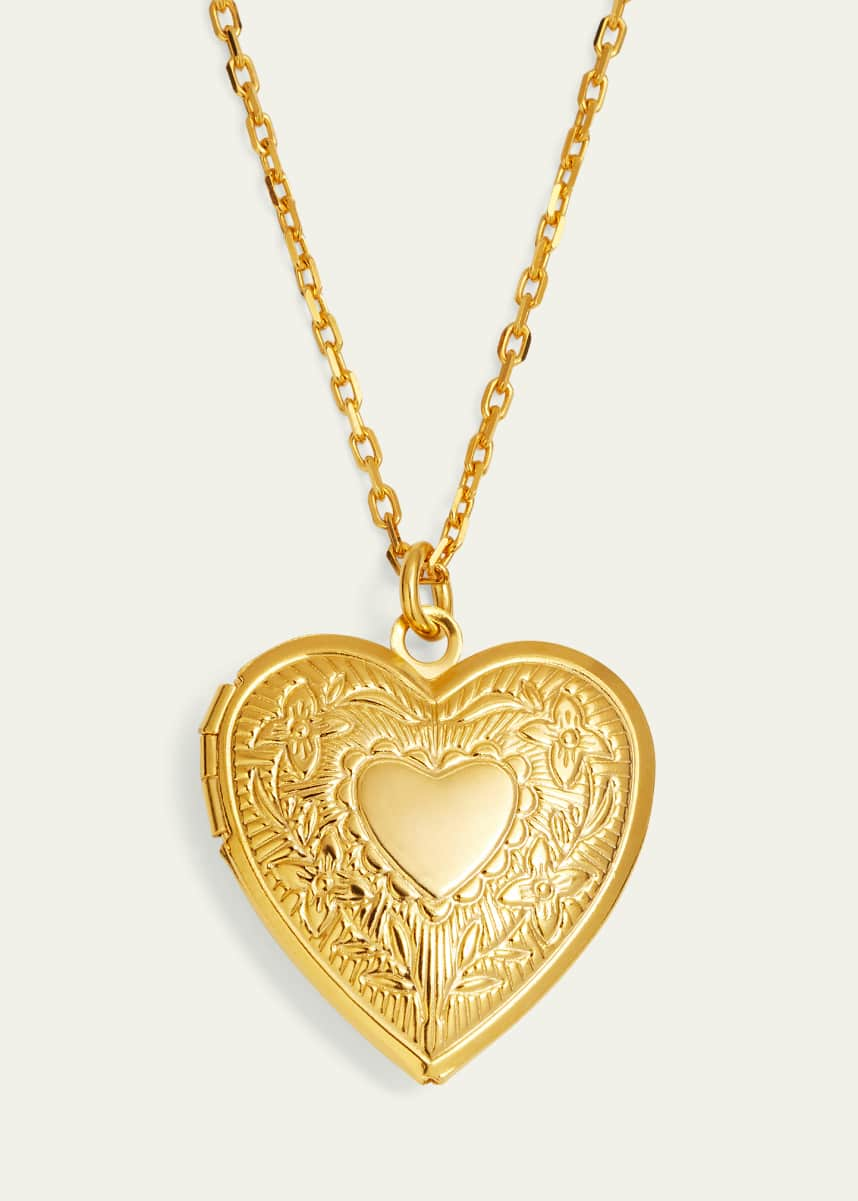 Ben-Amun 24k Gold Electroplate Chain Necklace with Heart Locket Pendant