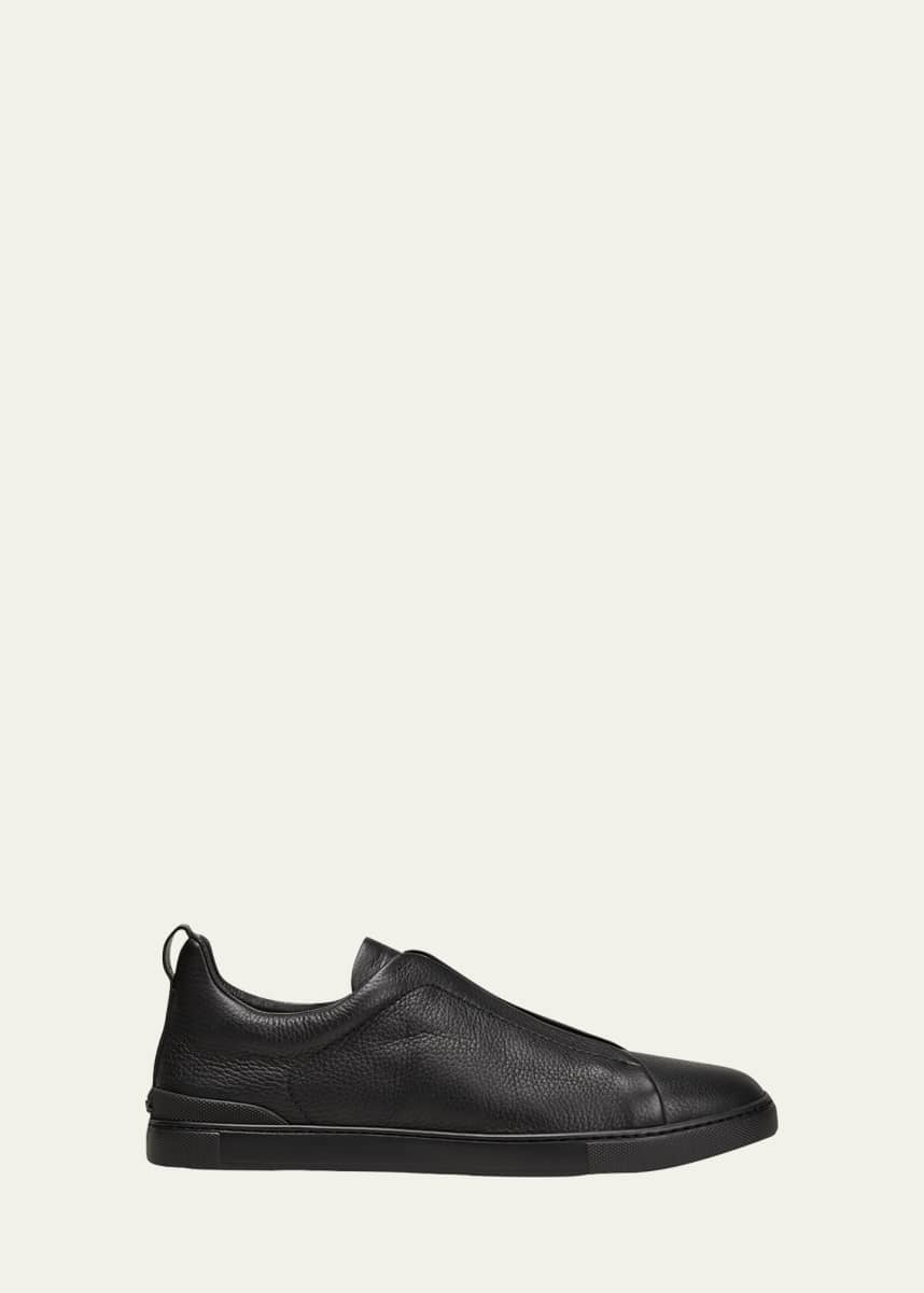 ZEGNA Men's Triple Stitch Deerskin Leather Sneakers
