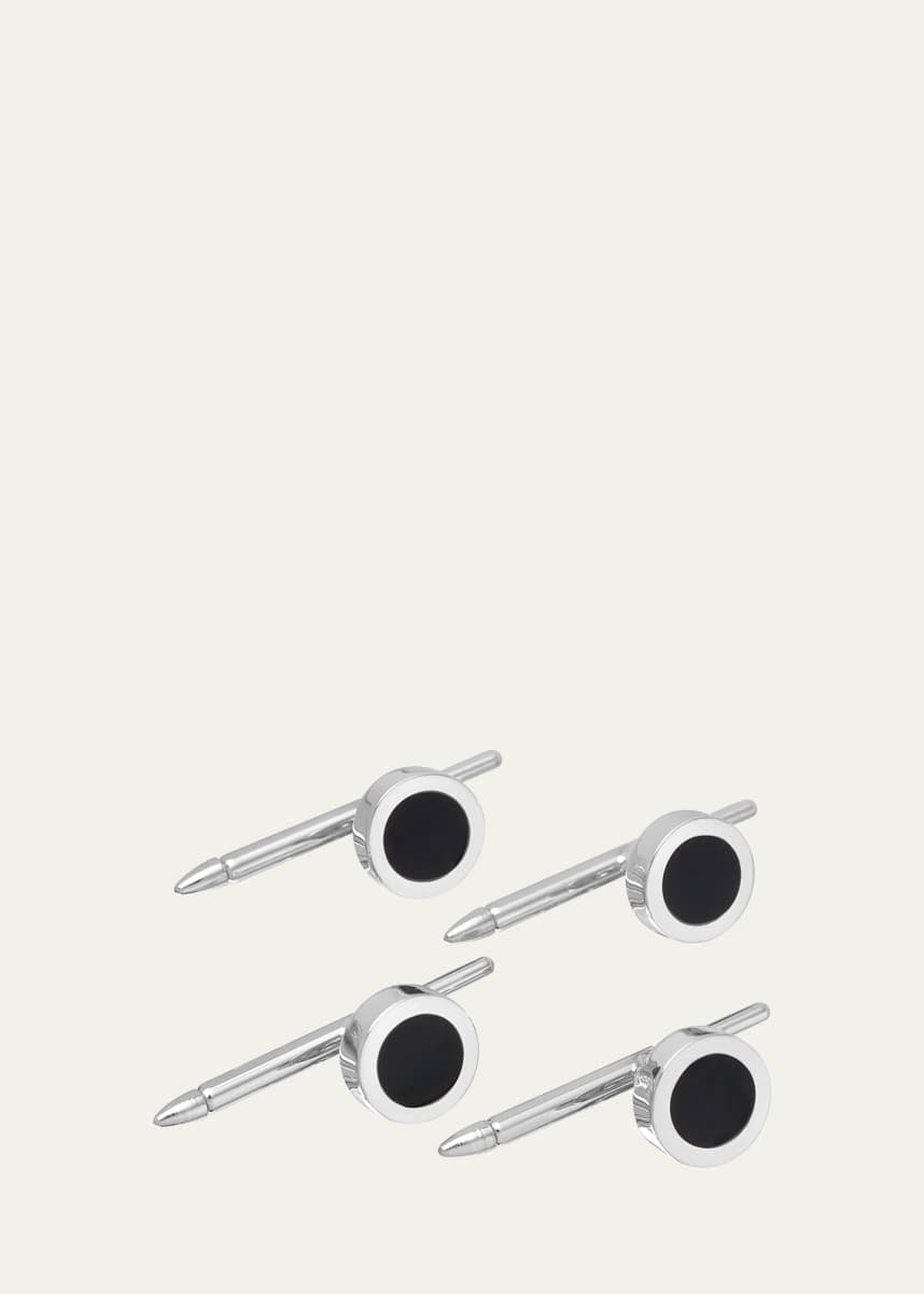 Bergdorf Goodman Men's 14K White Gold Black Onyx Round Shirt Studs