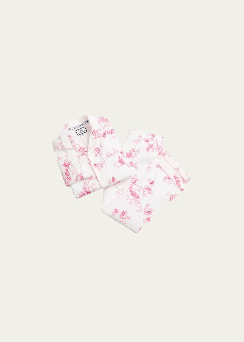 Petite Plume Kid's English Rose Floral Print Two-Piece Pajama Set, Size 6M-14