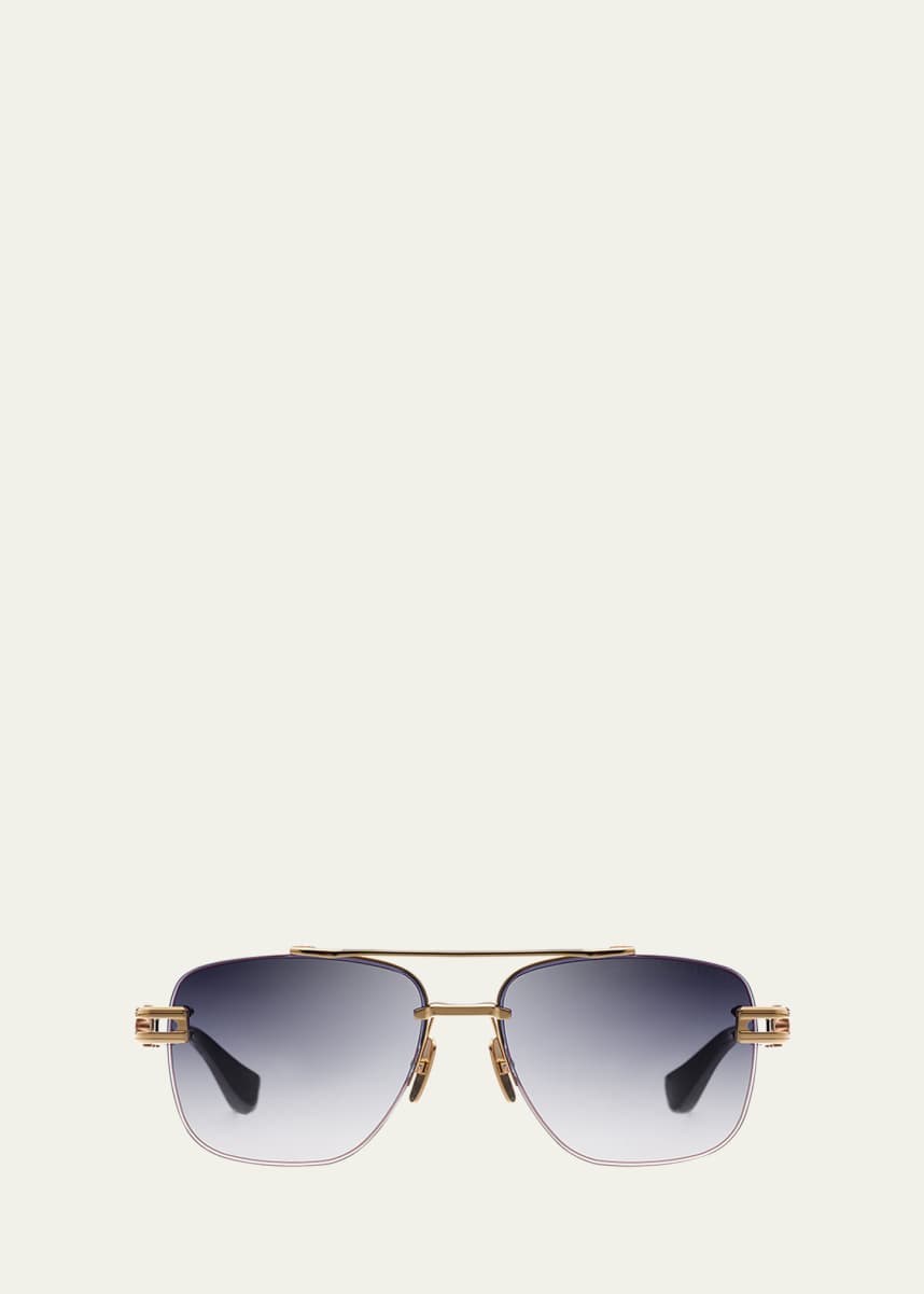 Dita Men's Grand-Evo 1 Double-Bridge Metal Aviator Sunglasses