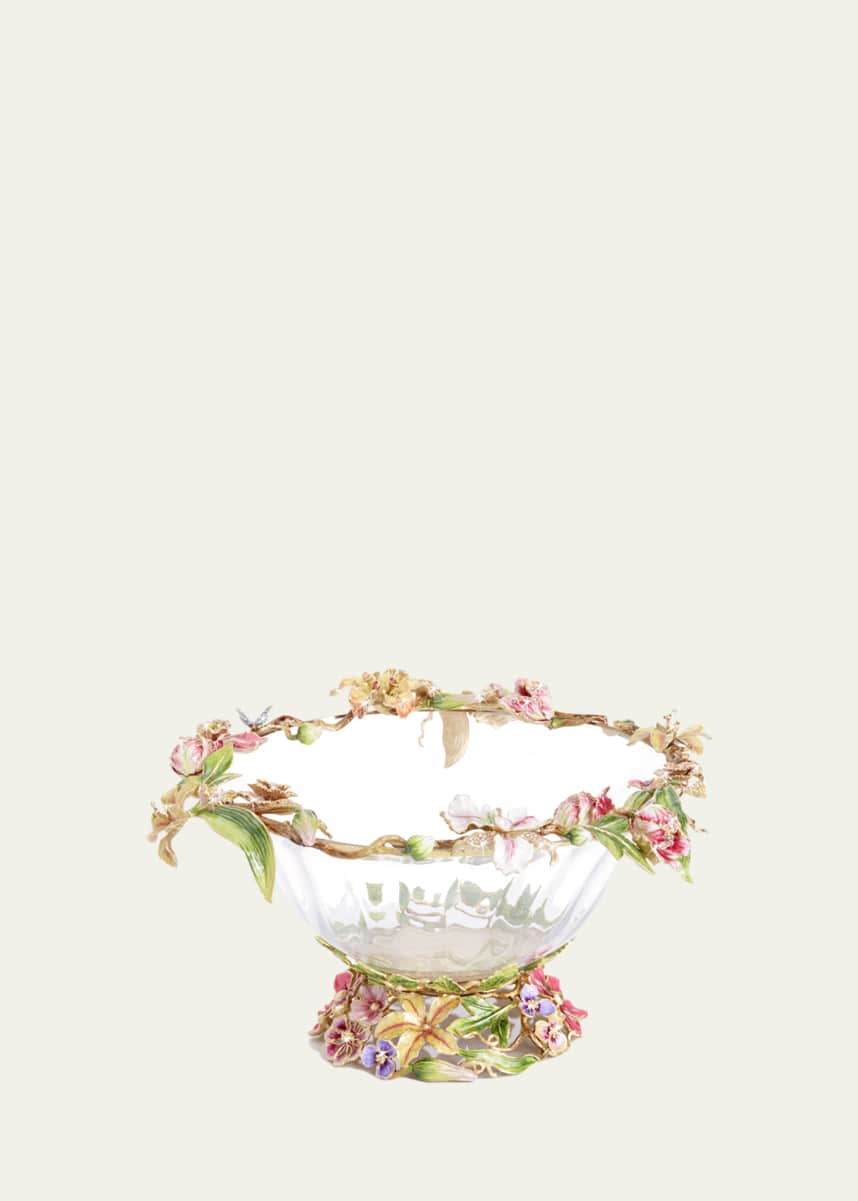 Jay Strongwater Dutch Floral Glass Bowl