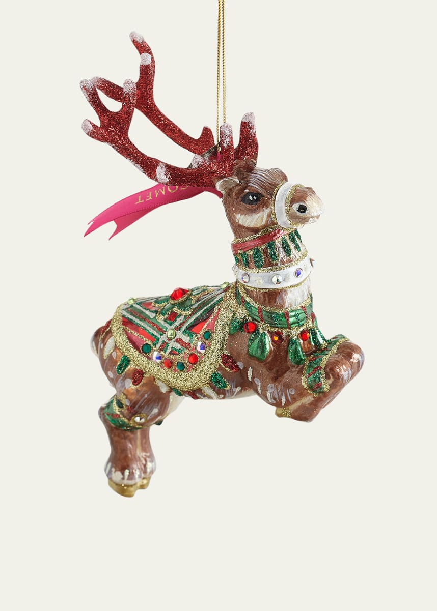 Jay Strongwater Comet Reindeer Glass Ornament