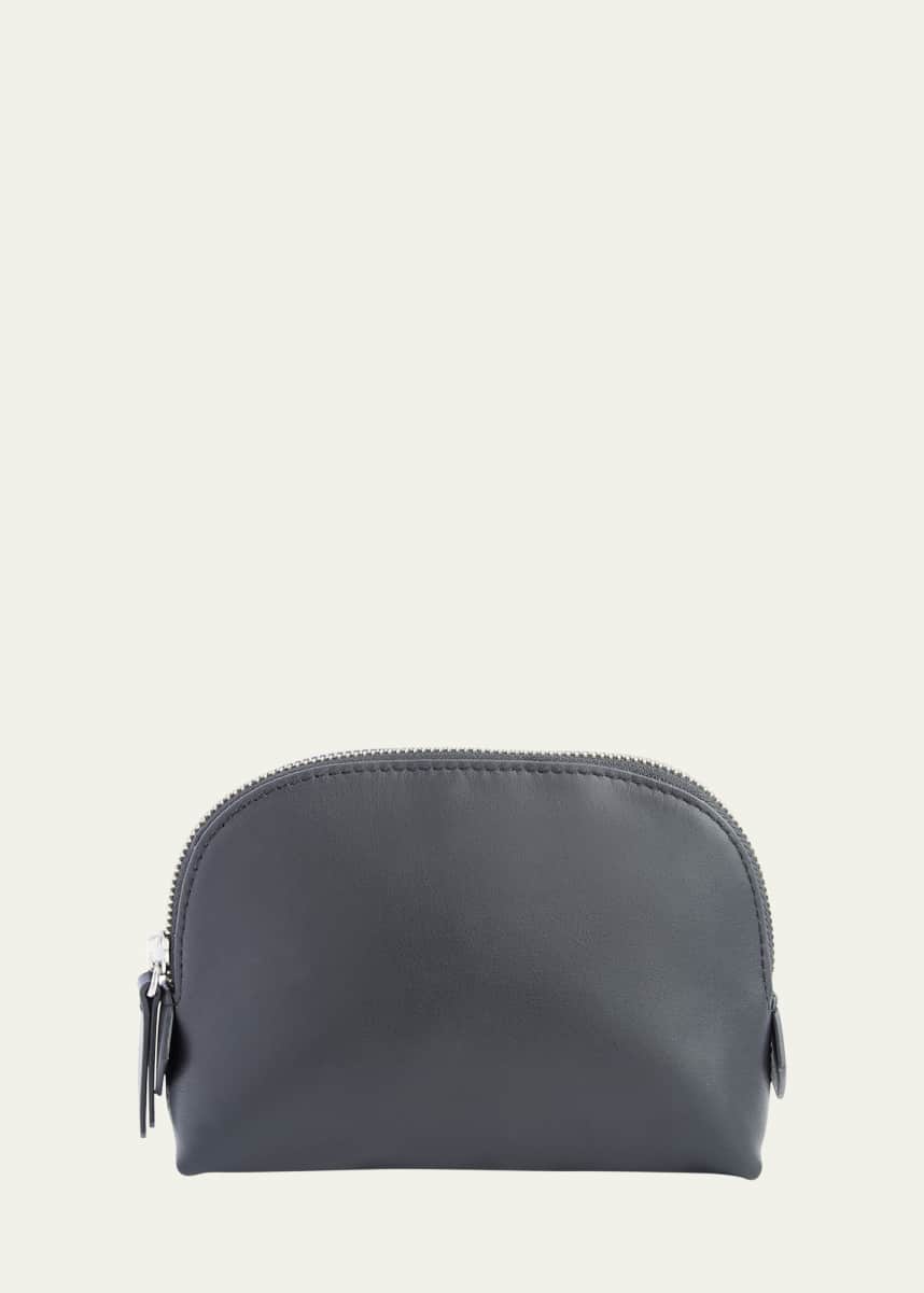 ROYCE New York Monogrammed Compact Leather Cosmetic Bag