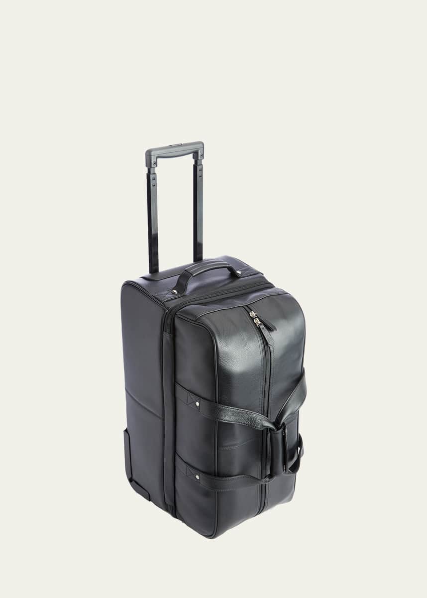 ROYCE New York Monogrammed Leather Executive Rolling Duffel Suitcase