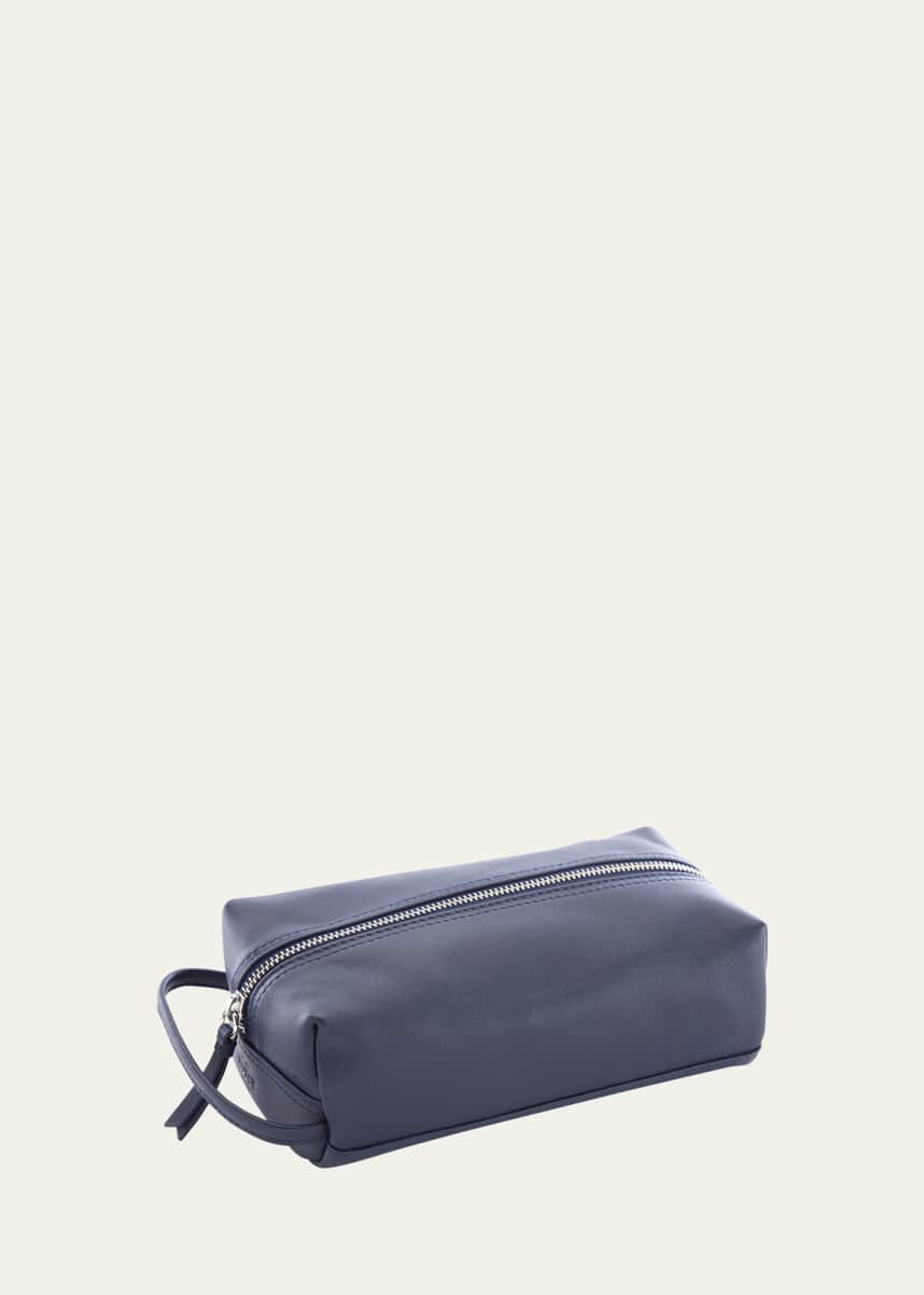 ROYCE New York Monogrammed Compact Leather Toiletry Bag