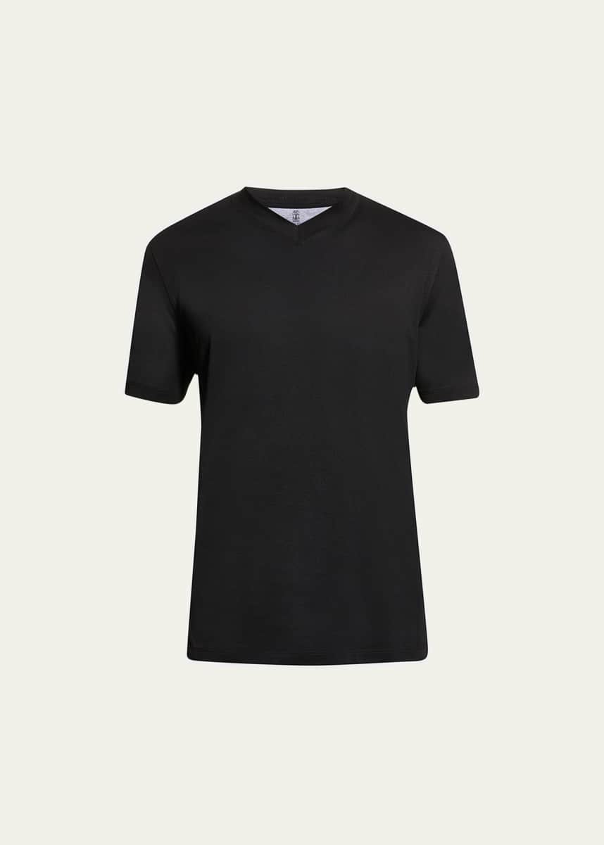 【送料&関税込】Brunello Cucinelli Monile V-neck Black T-shi Brunello Cucinelli Cotton V-Neck T-Shirt | T-Shirts | Harry
