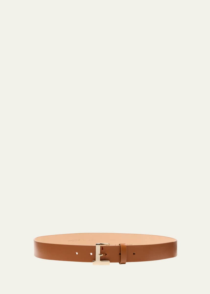 Lafayette 148 New York Gold L Beam Buckle Leather Belt