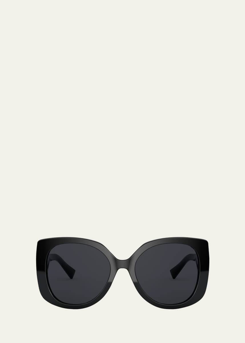 Versace Rectangle Acetate Sunglasses w/ Medusa Temples