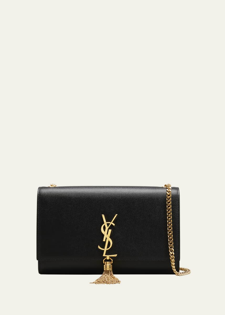 Saint Laurent Kate Medium Tassel YSL Wallet on Chain in Grained Leather