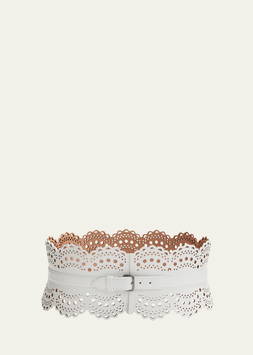 ALAIA Openwork Wide Leather Vienne Corset Belt