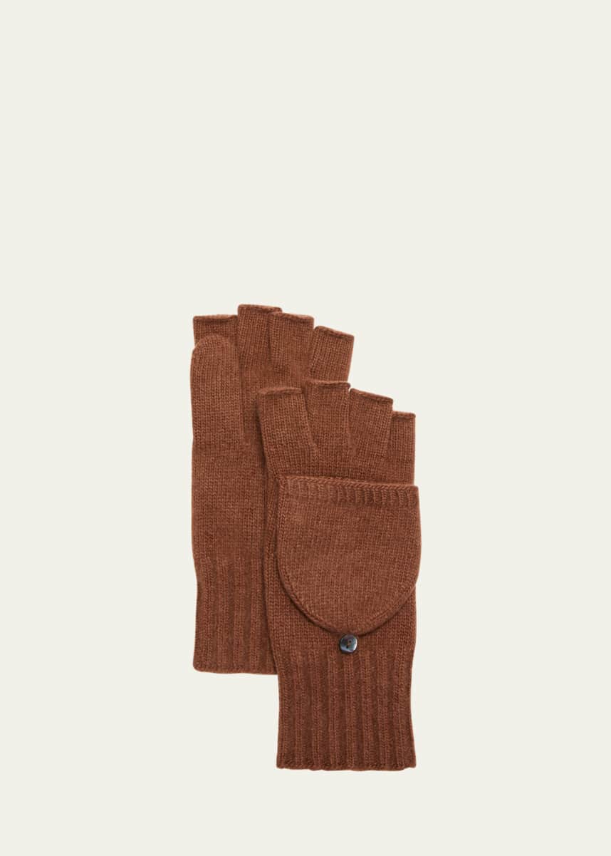 Portolano Jersey-Knit Cashmere Flip-Top Gloves