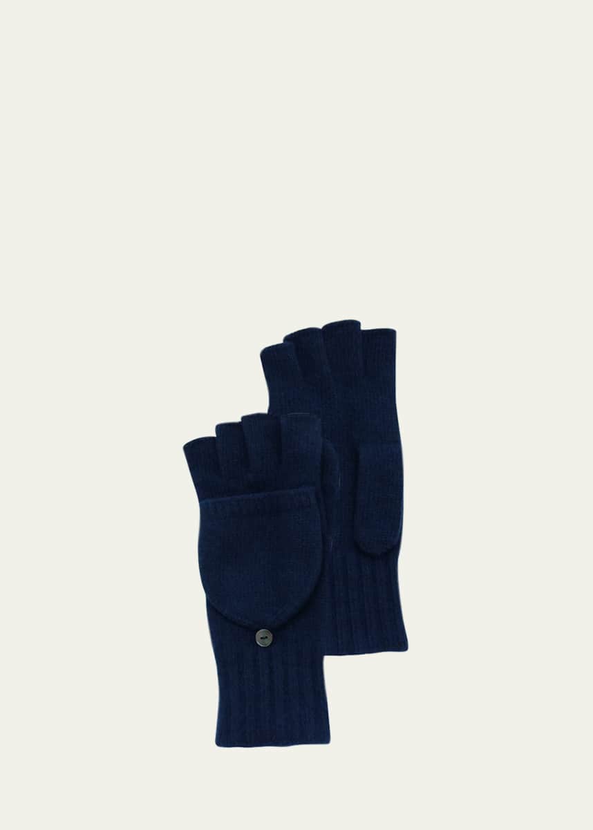 Portolano Jersey-Knit Cashmere Flip-Top Gloves