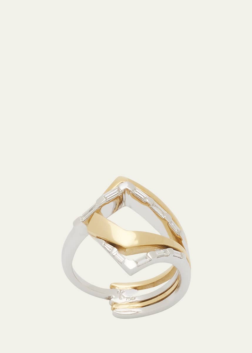 Nikos Koulis Energy Baguette Diamond Multi-Band Ring in Two-Tone 18K Gold