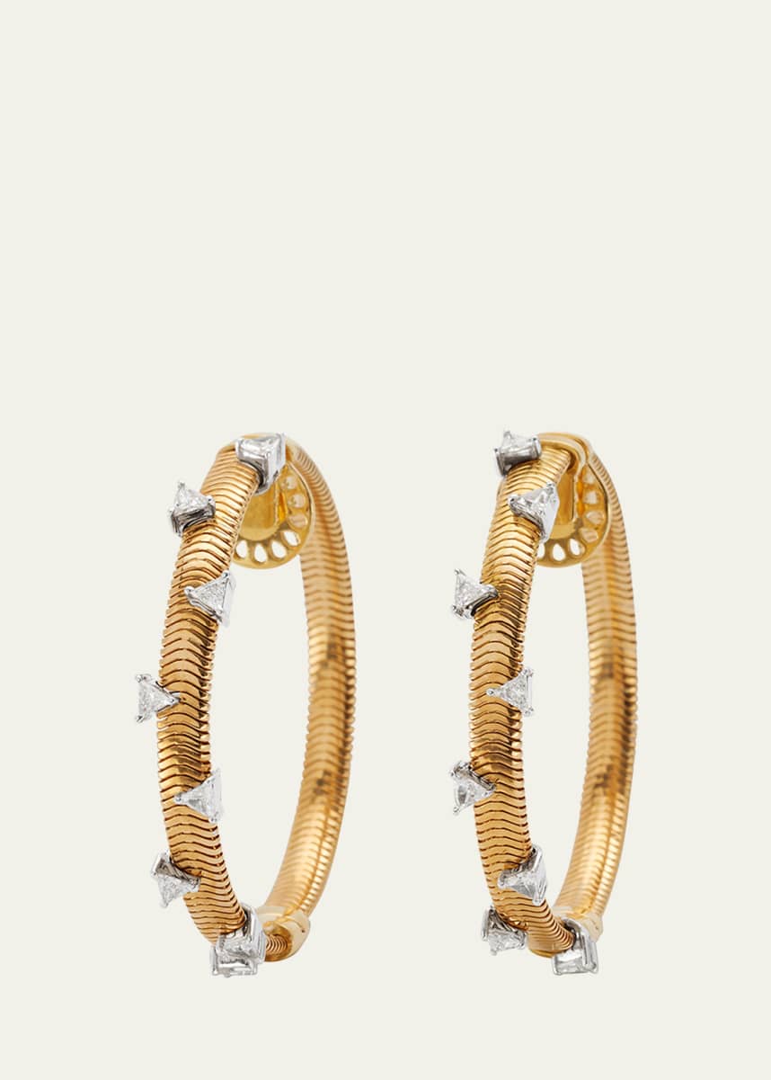 Nikos Koulis Feelings 18k Yellow Gold Scattered Diamond Hoop Earrings