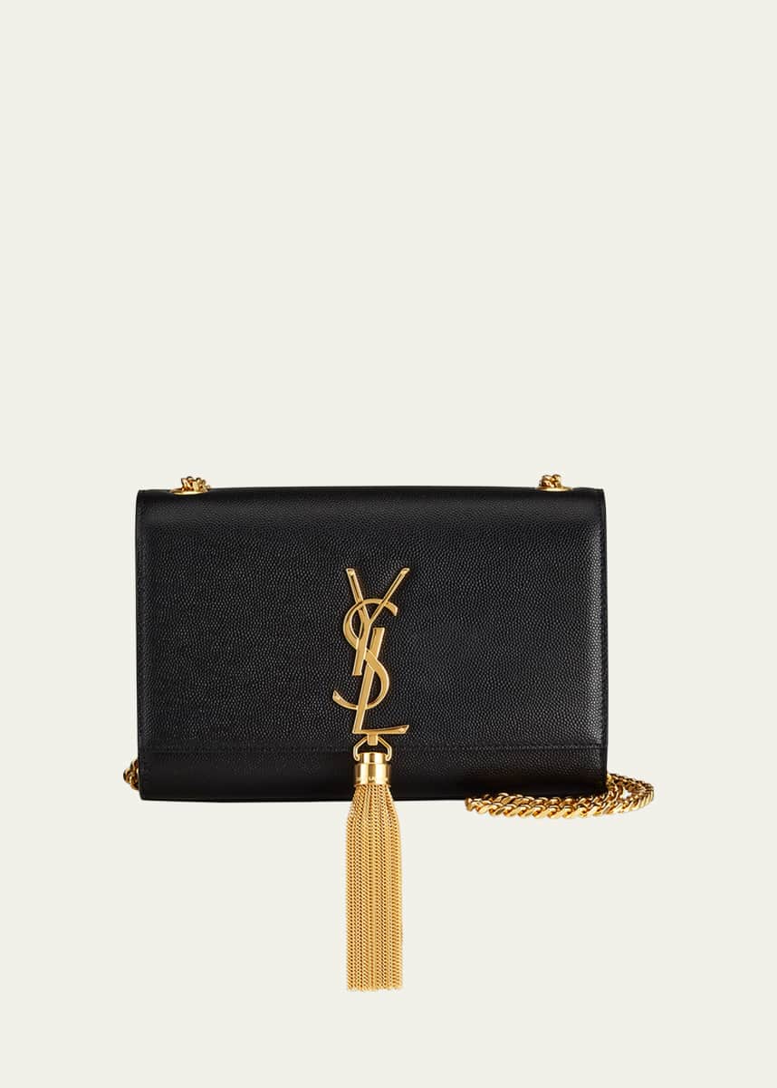 Saint Laurent Kate Small Tassel YSL Wallet on Chain in Grained Leather