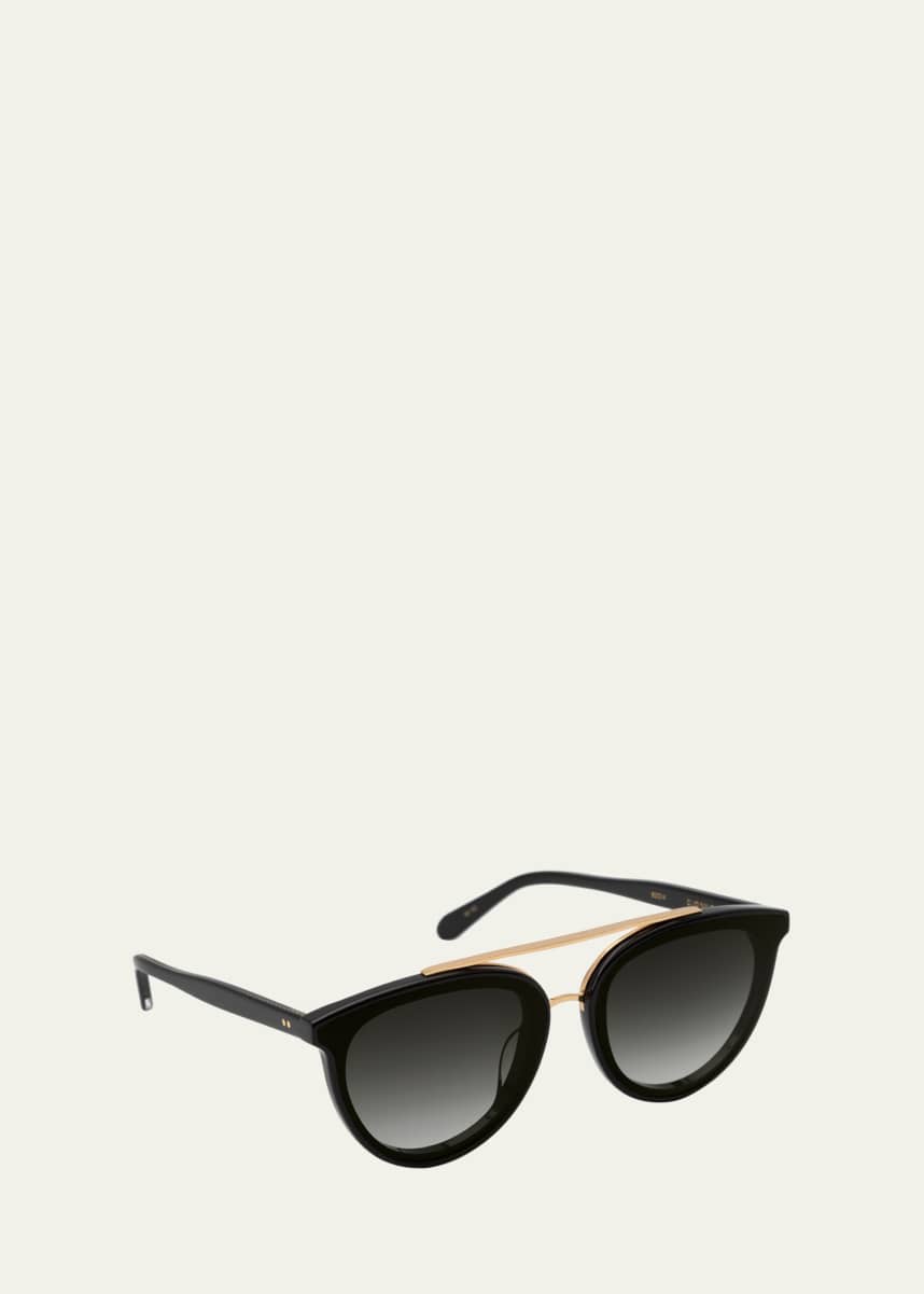 KREWE Clio Round Acetate Sunglasses, Black