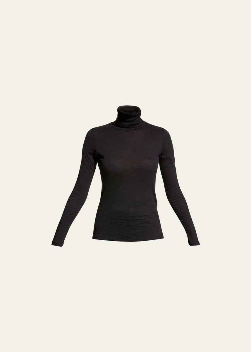 Majestic Filatures Cotton-Cashmere Long Sleeve Turtleneck Top
