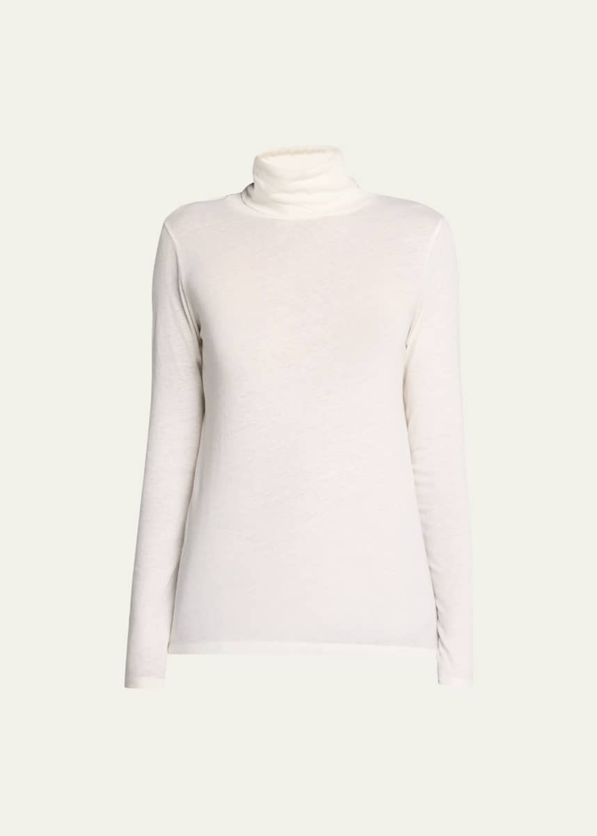 Majestic Filatures Cotton-Cashmere Long Sleeve Turtleneck Top