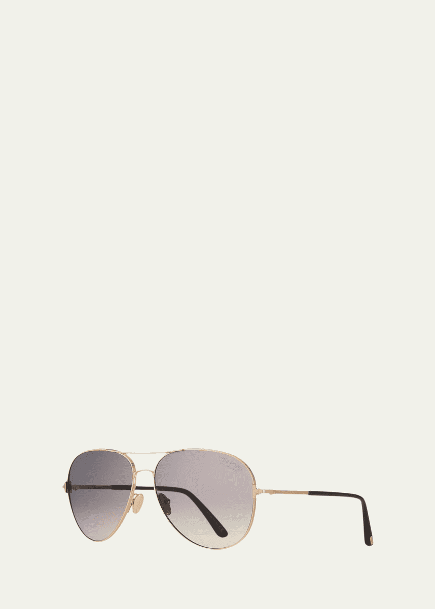 TOM FORD Clark Metal Aviator Sunglasses, Gray