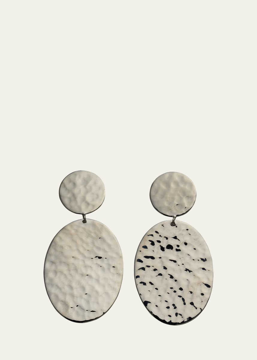 Ippolita Crinkle Hammered Oval Snowman Earrings in Sterling Silver