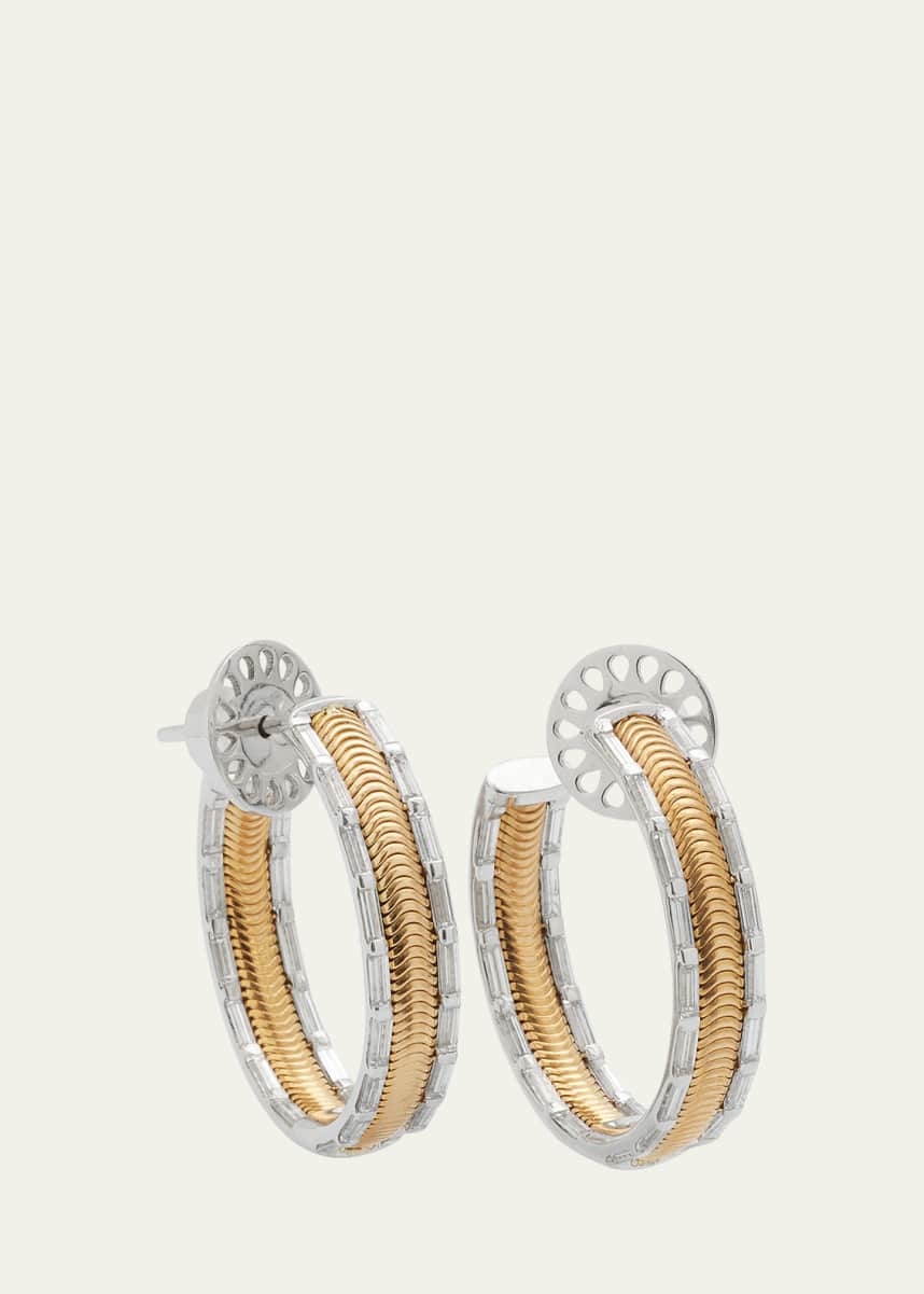 Nikos Koulis Feelings Two-Tone Baguette Diamond Hoop Earrings