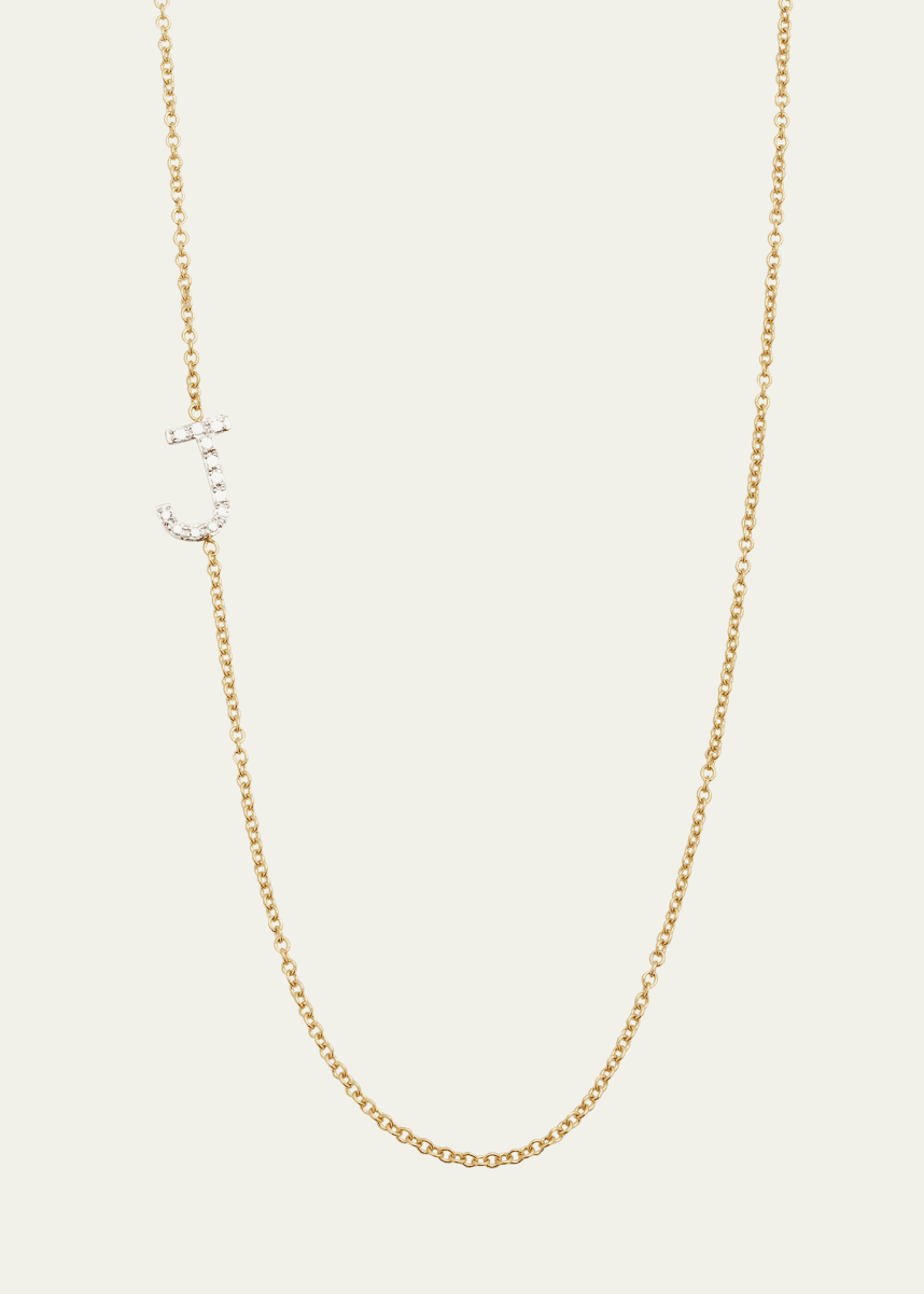 Zoe Lev Jewelry Diamond Asymmetrical Initial Necklace, J