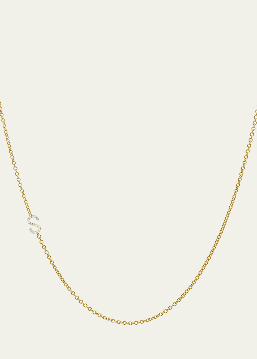 Zoe Lev Jewelry Diamond Asymmetrical Initial Necklace