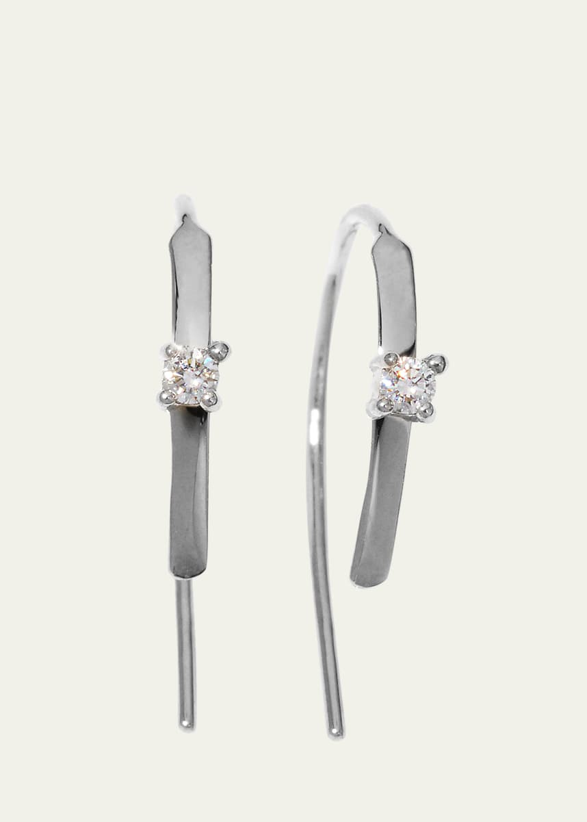 Lana Mini Flat Hooked on Hoop Earrings with Diamonds, 15mm