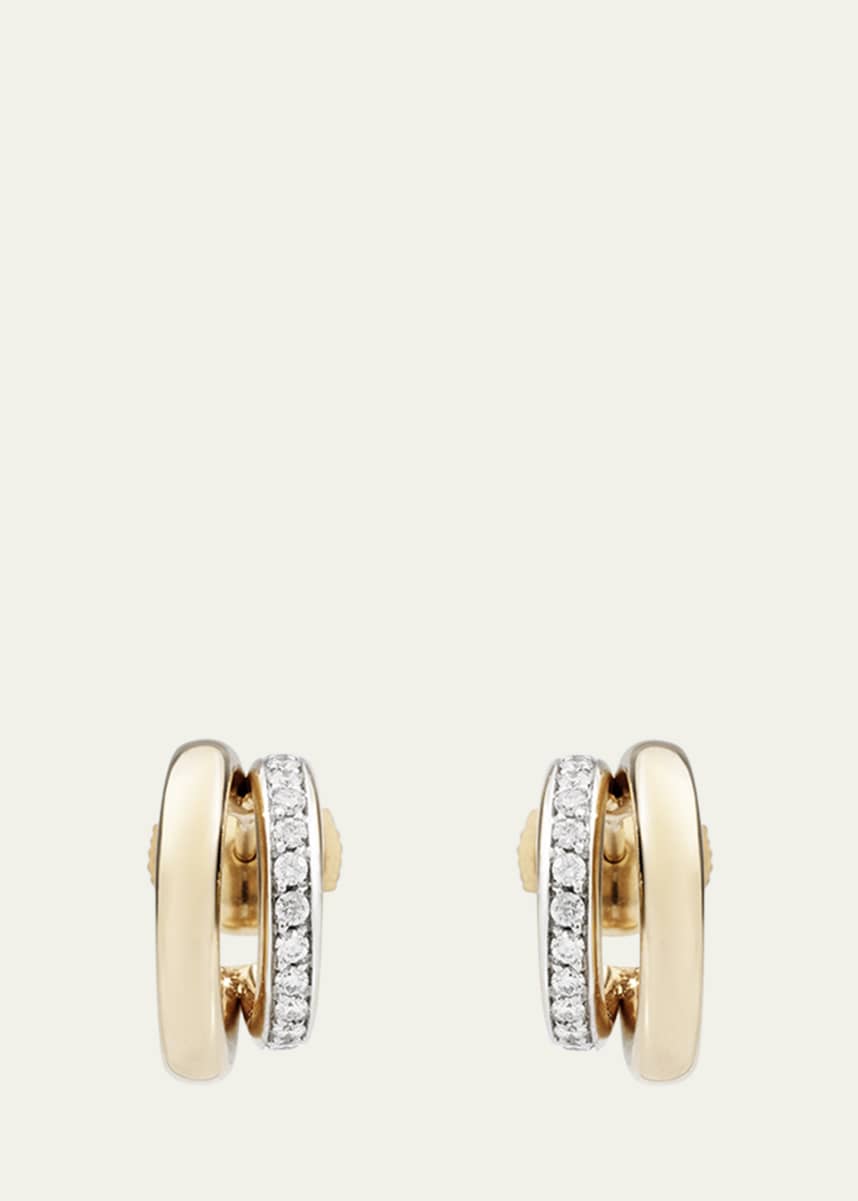Pomellato Iconica 18K Rose Gold and Diamond Double Hoop Earrings