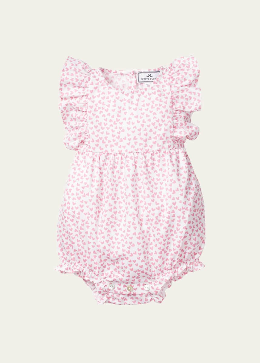 Petite Plume Kid's Sweethearts Ruffle Bubble Romper, Size 0-24M