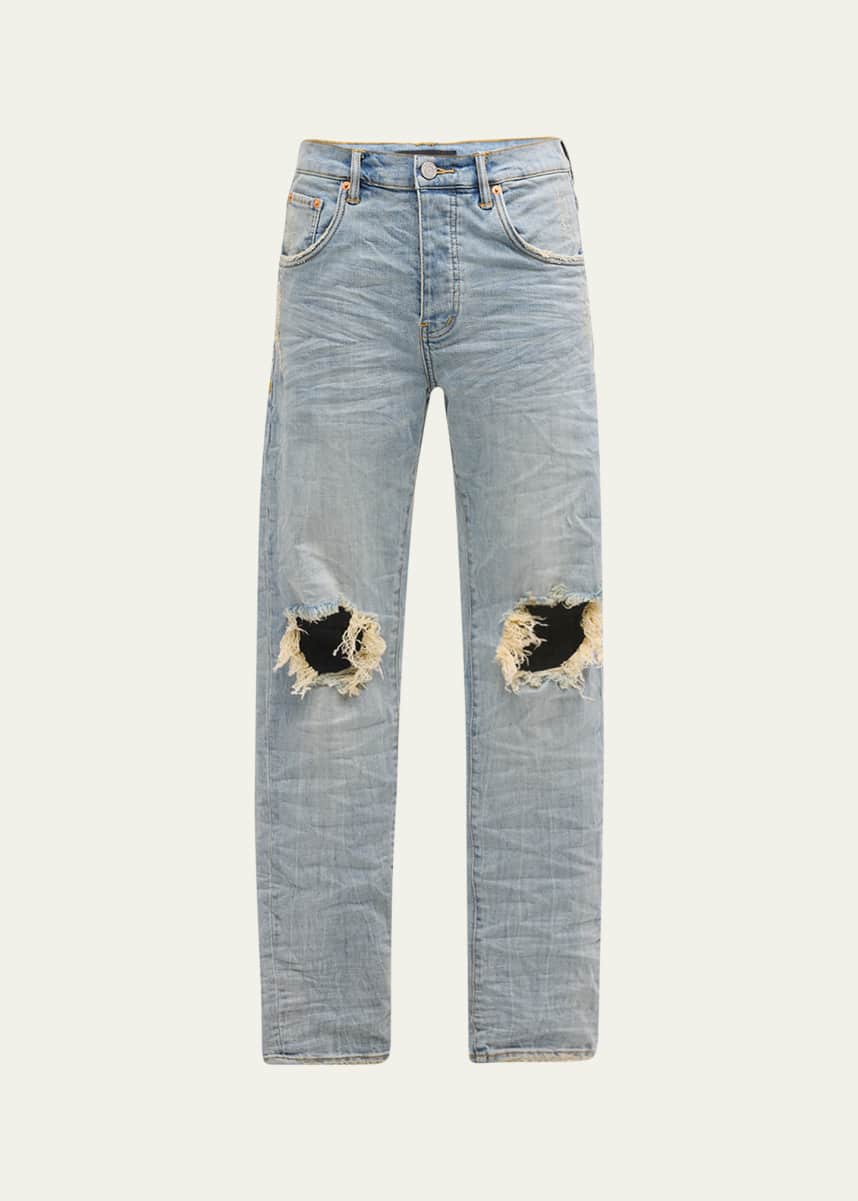 PURPLE Men's P002 Light Indigo Blowout Slim Jeans