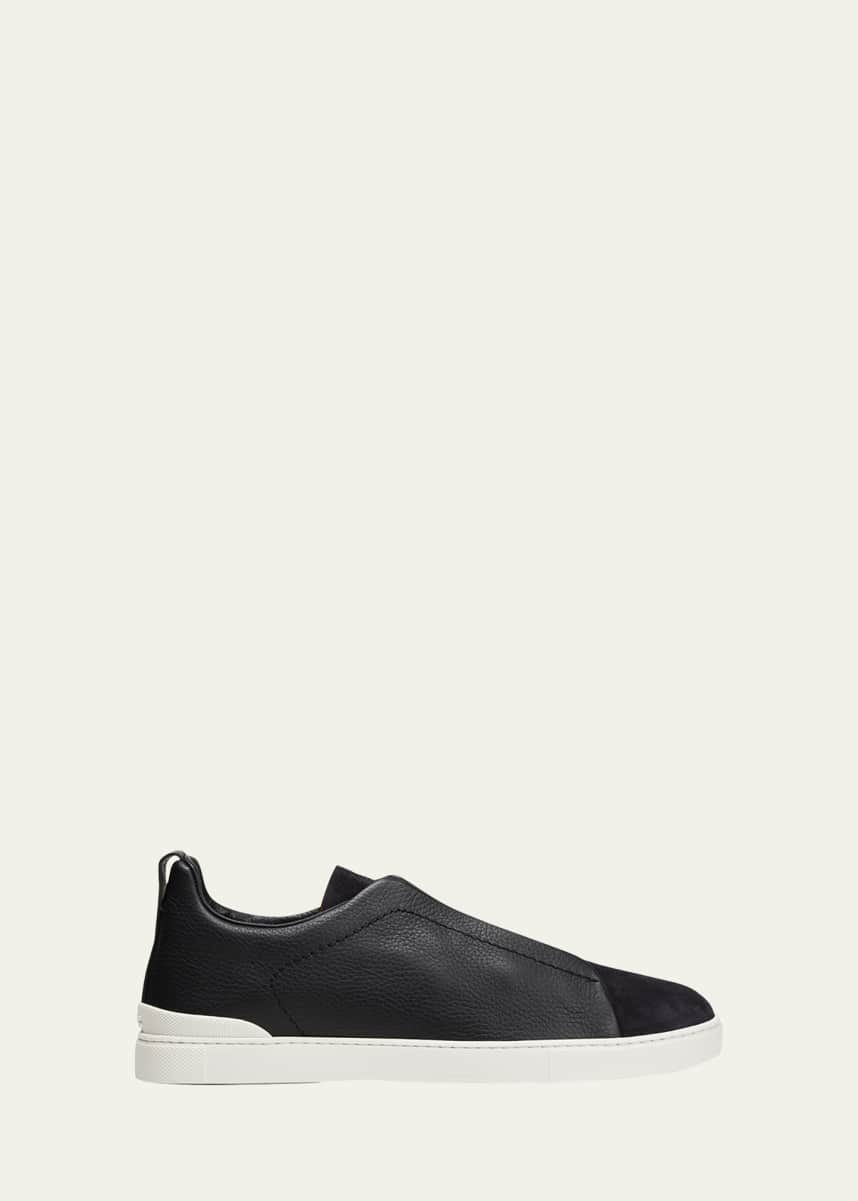 ZEGNA Men's Triple Stitch Leather and Suede Sneakers