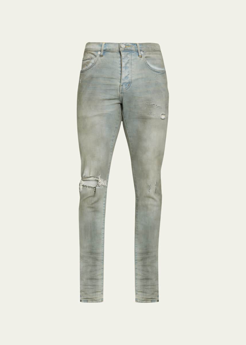 PURPLE Men's P001 Light Dirty Wax Skinny Jeans