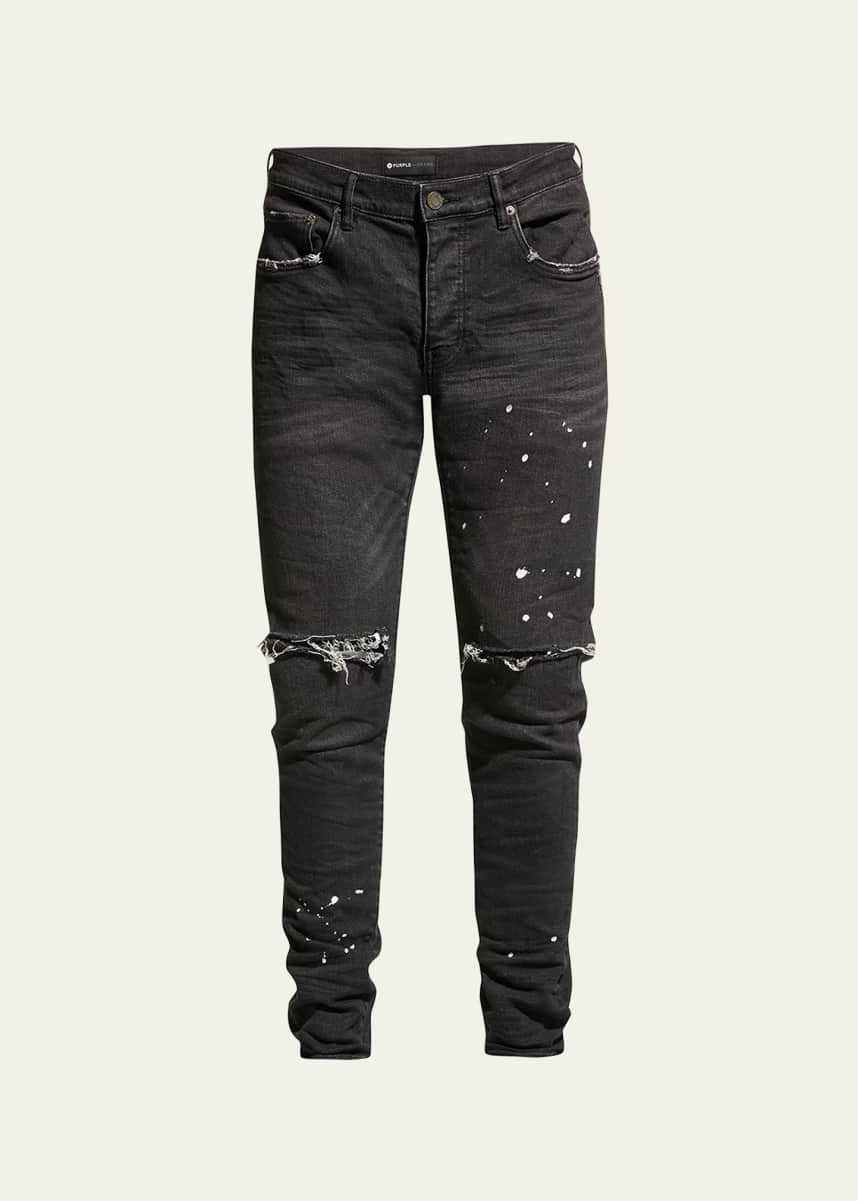 PURPLE Men's Slim-Fit Distressed Low-Rise Skinny Jeans