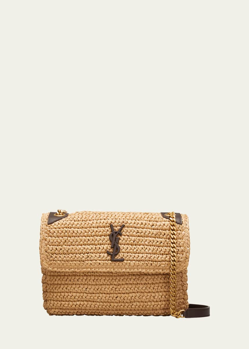 Saint Laurent Niki YSL Monogram Medium Crocheted Shoulder Bag