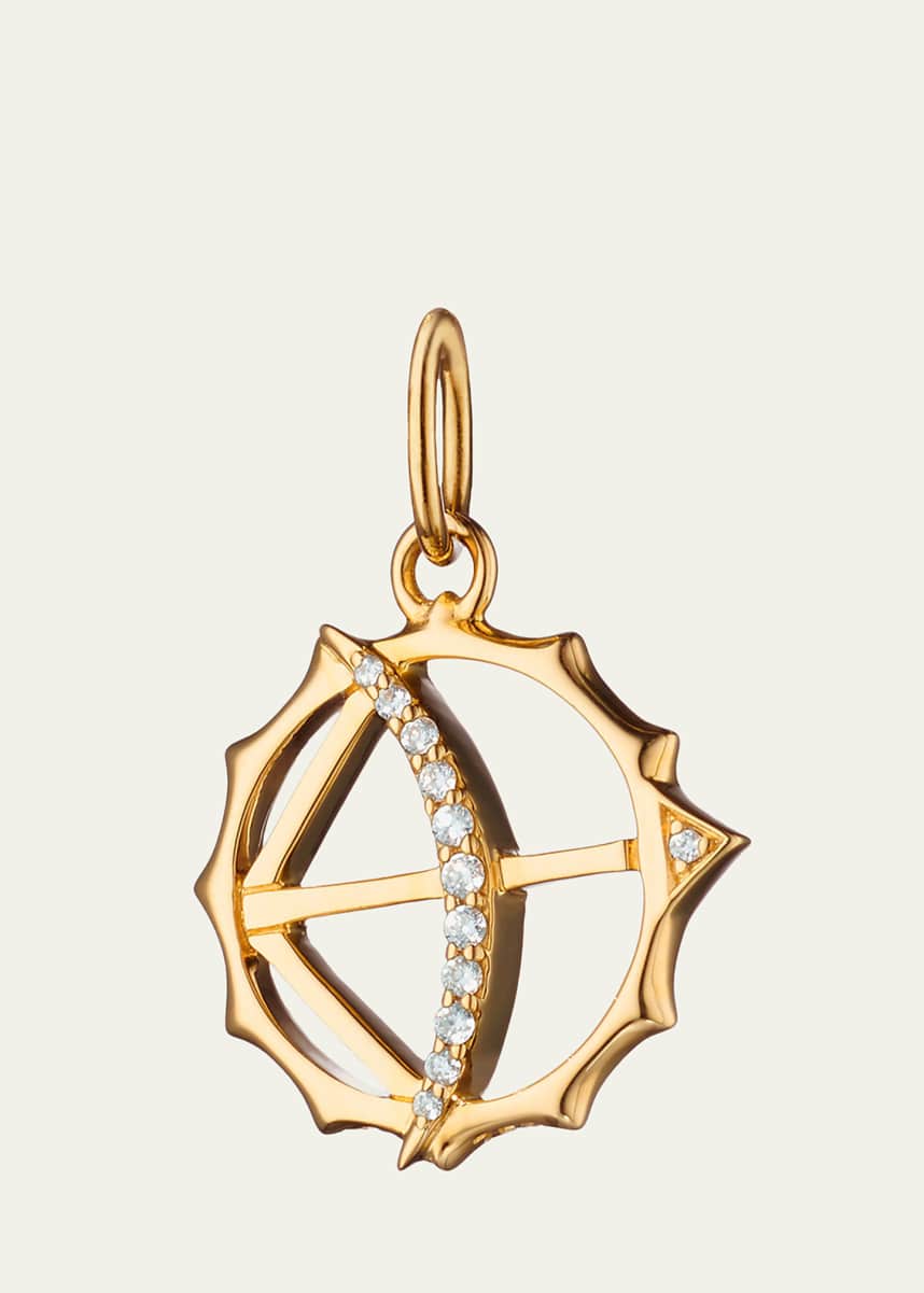 Monica Rich Kosann 18K Gold Miniature Bow and Arrow Charm Necklace with Diamonds
