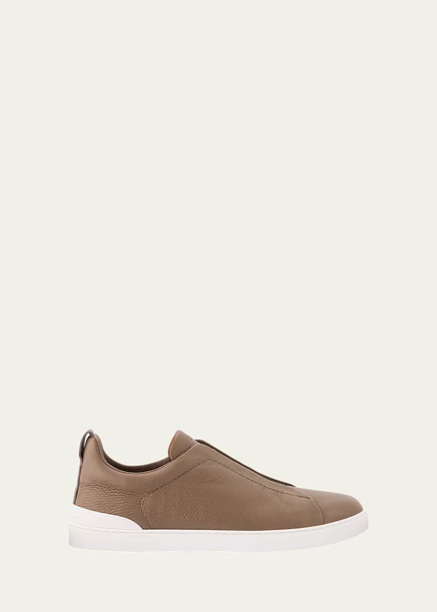 ZEGNA Men's Triple Stitch Deerskin Leather Sneakers