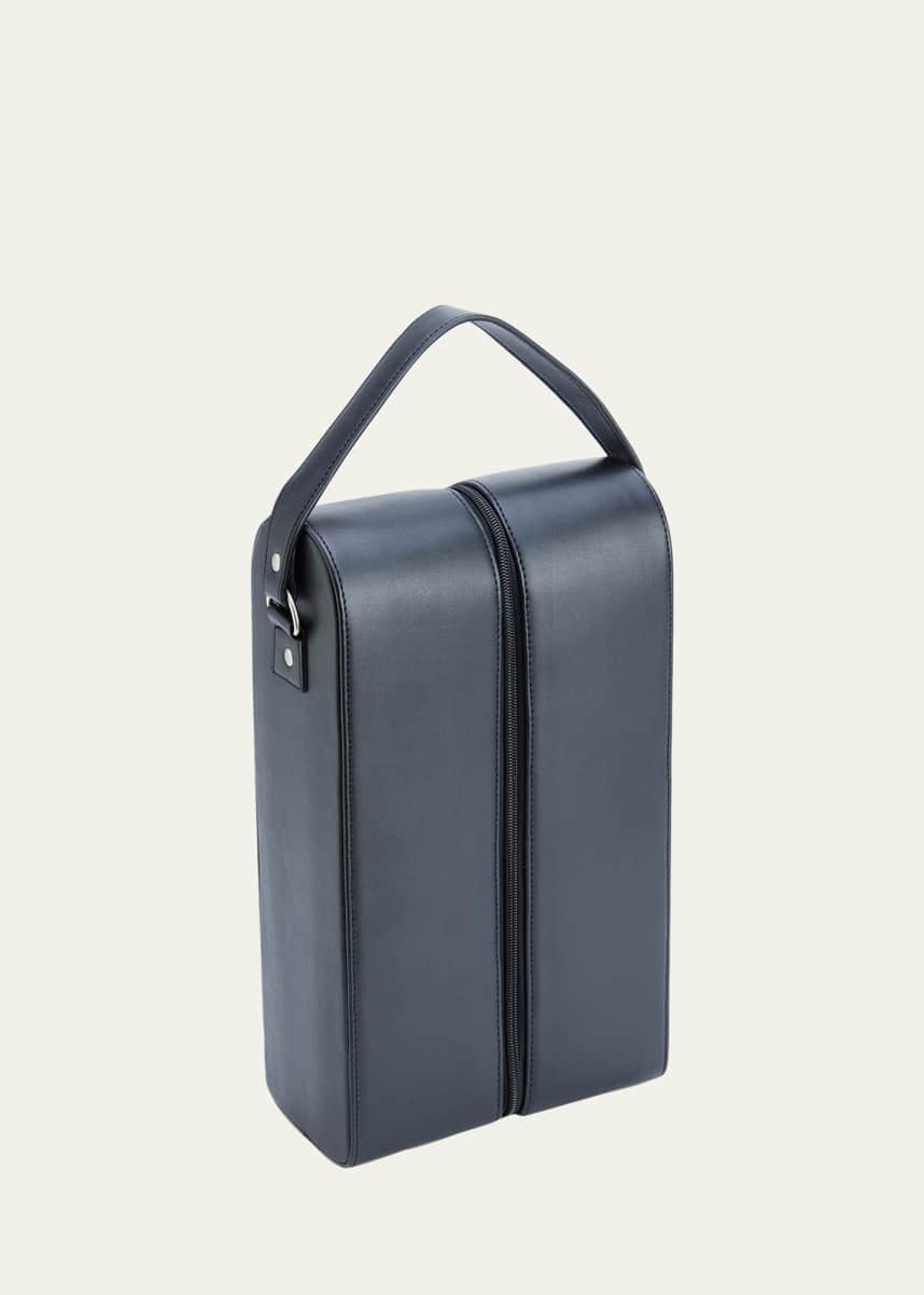 ROYCE New York Monogrammed Leather Double Wine Bottle Carrying Case