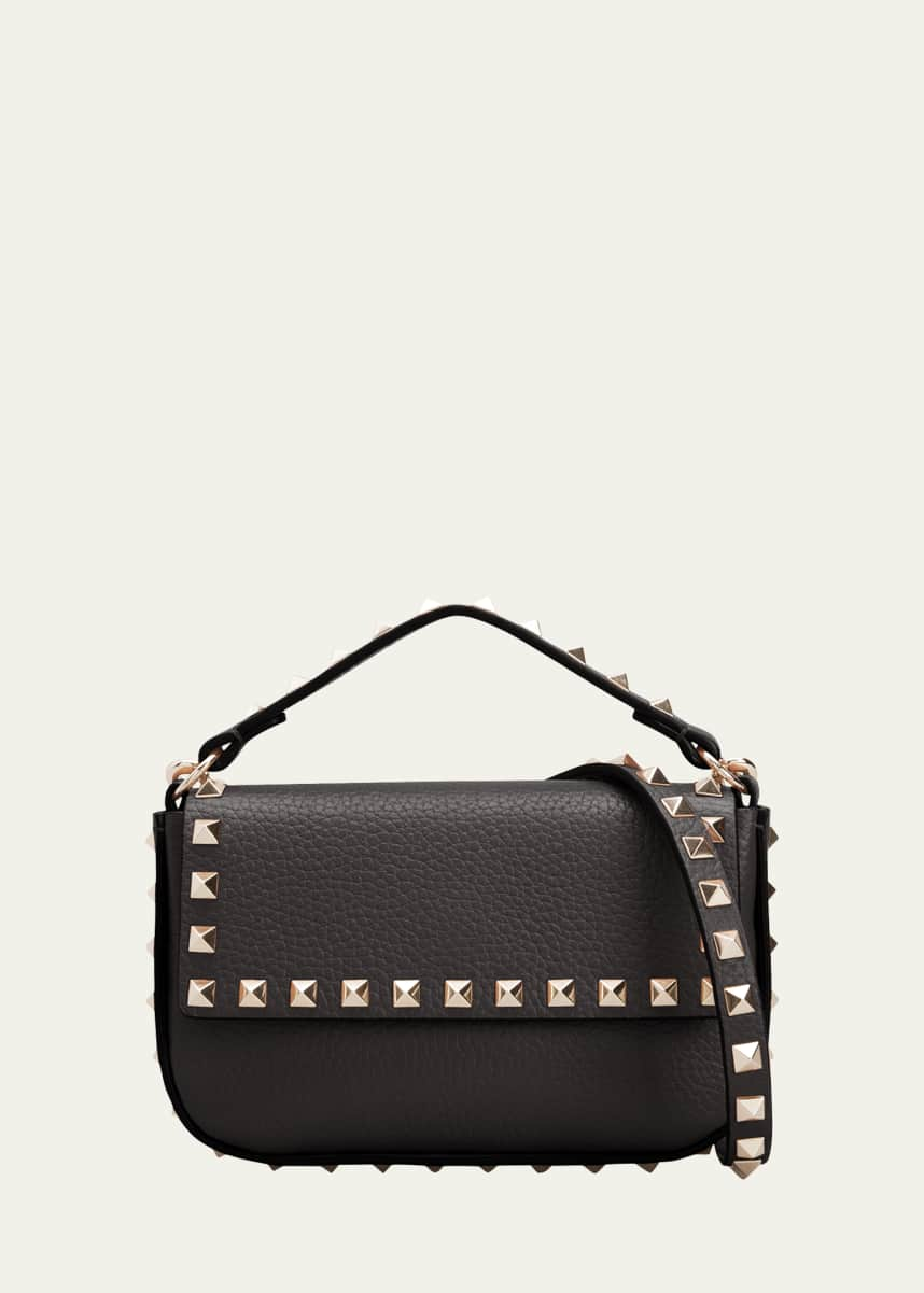 Valentino Garavani Small Rockstud Flap Leather Clutch in Ju5 Rouge Pur