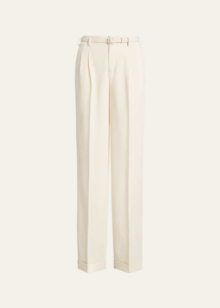 Ralph Lauren Collection Stamford Straight-Leg Belted Pants