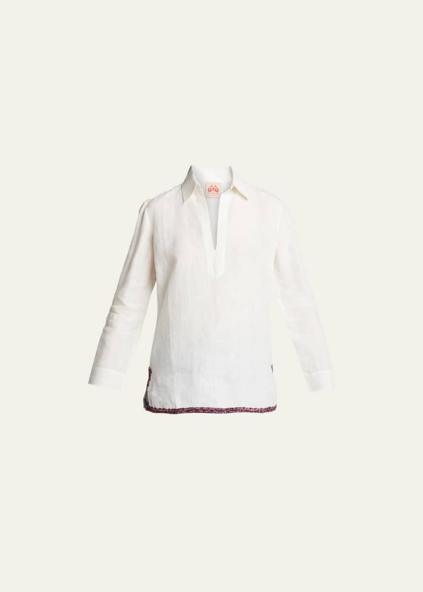 EMPORIO SIRENUSE Alina Nerano Collared Linen Tunic