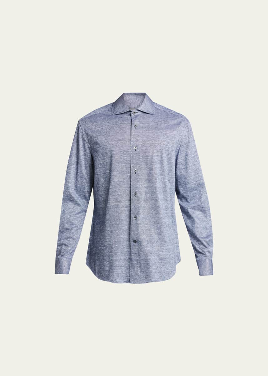 Corneliani Men's Melange Linen-Cotton Sport Shirt